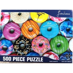 Donuts 500 Piece Jigsaw Puzzle with Poster by Fishwisdom